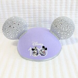 Disneyland 100 Years of Wonder Anniversary Felt Mickey Ears Hat Purple Silver